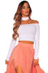 White Sleeved Off Shoulder Choker Crop Top